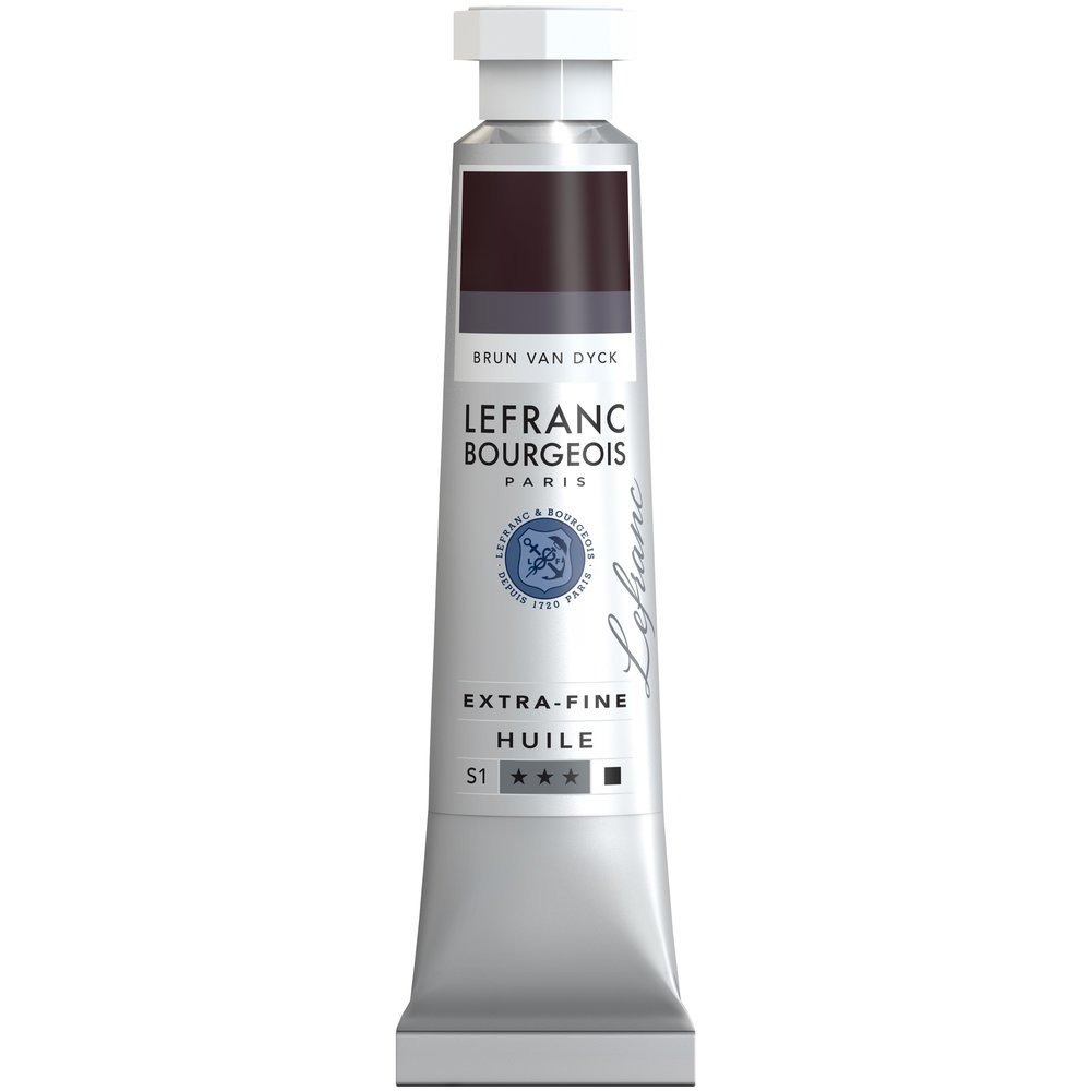 Lefranc Bourgeois 405012 extra feine Ölfarbe in Künstlerqualität aus hochwertigen Pigmenten, lebendige Farben, hohe Lichtechtheit, 20ml Tube - Van Dyck Braun
