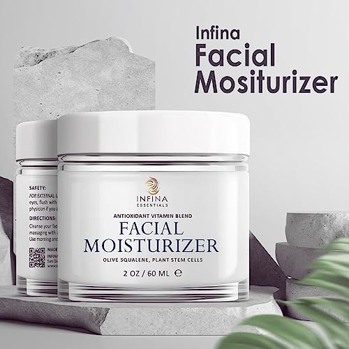 Infina Essentials Antioxidant Face Moisturizer - Anti-Aging Cream With Hyaluronic Acid, Vitamins A, C, E & Plant Stem Cells - Reduces Wrinkles - All Skin Types Including Dry, Sensitive - 2 Oz #TOP5