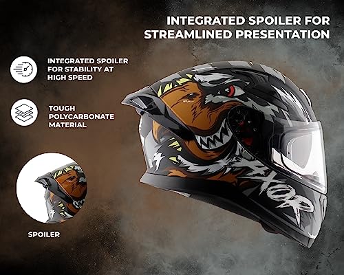 Image of Axor Apex Falcon ISI ECE DOT Certified Full Face Dual Visor Helmet for Men and Women with Pinlock Fitted Outer Clear Visor and Inner Smoke Sun Visor -Dull Cool Grey-M