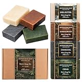 CABRERIZO SOAP Jabones para regalar - jabones artesanales para hombre de Carbon Activo, Cedro, Sándalo y Karité - Jabon cuerpo y rostro para rutina diaria - 4 x 125 g.