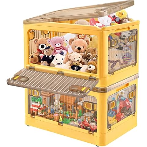 LINYAPRY 28 Liters Plastic Storage Bins with Lids, 2 Packs Folding Storage Box Toy Bin Box Organizer, Collapsible Storage Containers Totes Storage Bins with Wheels for Organizing Cover
