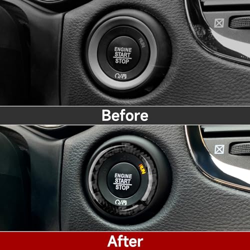 Image of Engine Start Stop Cover Decals for 2014 2015 2016 2017 2018 2019 2020 Dodge Durango Accessories Carbon Fiber Interior Stickers