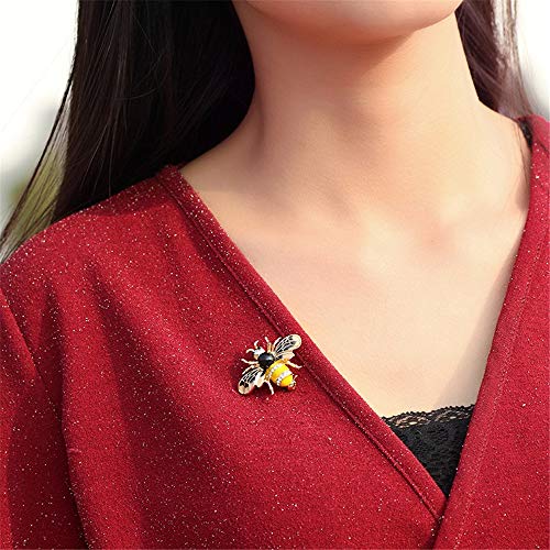 Image of Crystal Honeybee Brooches Pins Christmas Wedding Gift For Women Gold Durable design