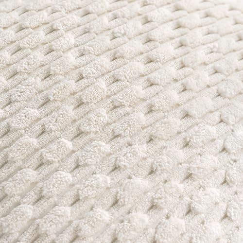 Set of 4 Cream White Decorative Throw Pillow Covers 12x20 Inch Corduroy Pillow Covers for Bed Couch Sofa Living Room Soft Cushion Cases