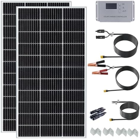 200 Watt 12Volt/24Volt Solar Panel Starter Kit | 2PCS 105W Monocr...