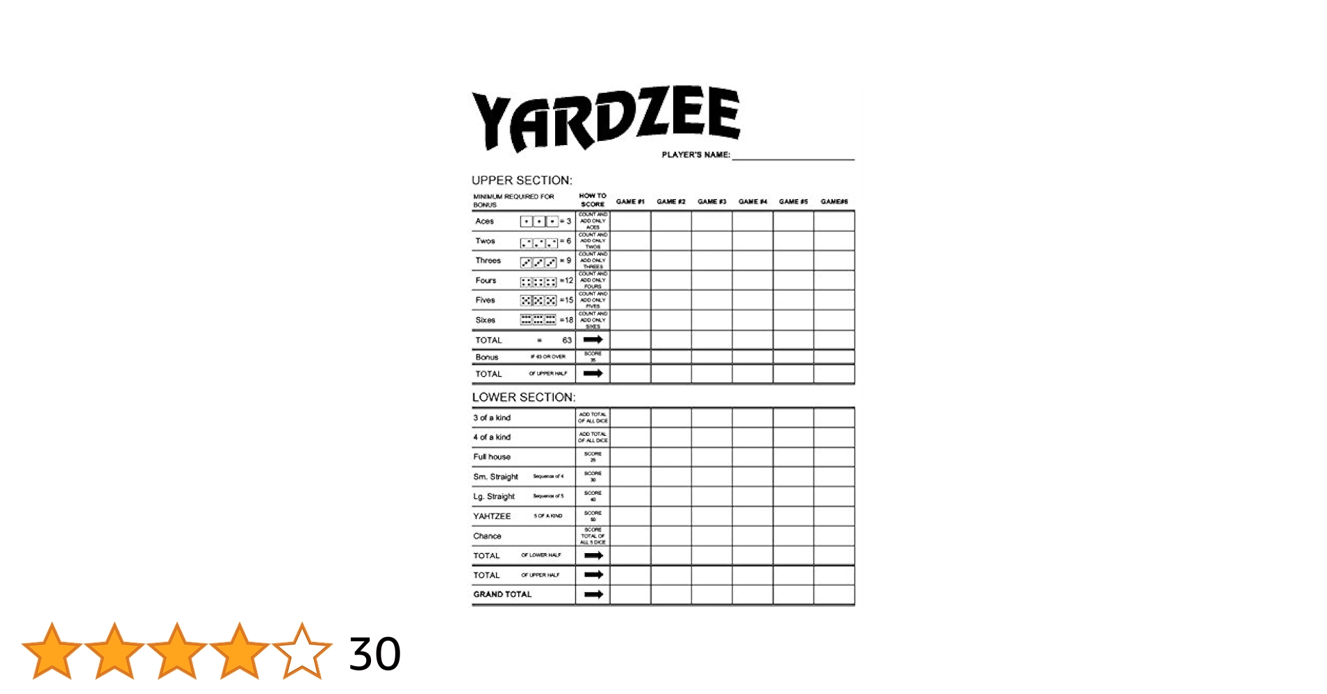 amazon-com-yardzee-laminated-double-sided-score-card-handmade-products