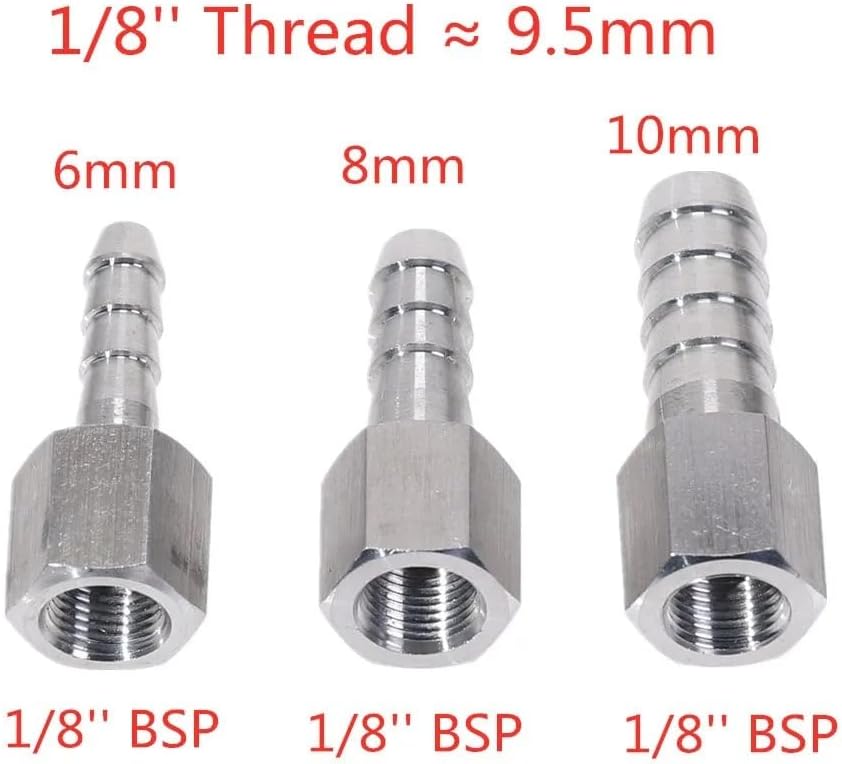 1個 304 ステンレススチール 1/8インチ BSP メスねじからホース 10mm チューブ テールレデューサー ジョイント カッ