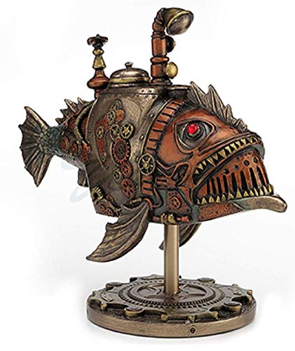 VERONESE 8.5" Steampunk Submarine Melanocetus - Unus Anglerfish Statue Sculpture Figure - Thumbnail 2