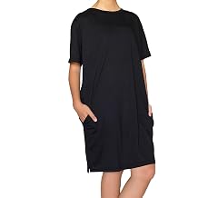 Womens Casual Tee Shirt Dress Short Sleeve Crew Neck Straight Short Dress with Pockets