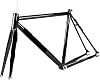 Bicycle Frame Set Fixed Gear 700C Aluminum Black Frame and Fork Single Speed Truck Bike 52.5cm 55cm Cycling Parts