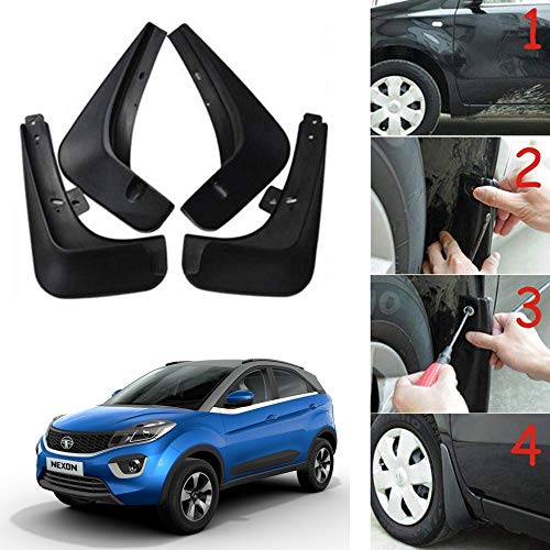 Image of Oshotto (O.E.M Fitting Cup Type) Mud Flap /Splash Guard Compatible with Tata Nexon 2017,2018,2019 (T-I) (Set of 4)