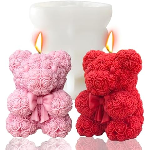 JDH Silicone 3D Bow-tie Rose Bear Molds Cover
