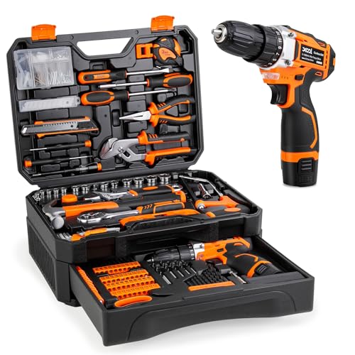 XOOL 313-Piece Home Tool Kit with 12V Cordless Drill, Toolbox with Drawer, All-in-One Tool Set for DIY, Home & Garage by XOOL - Used condition - US$89.09