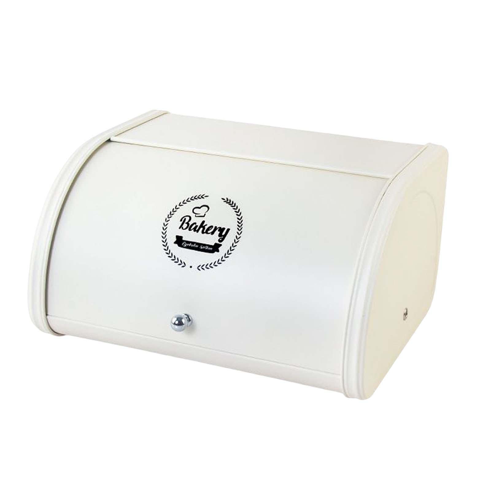 Panera de metal con rollo para el hogar, cafetería o panadería, color negro (blanco)