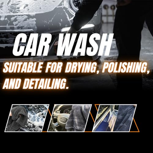 ETOREAIR Toallas de limpieza de microfibra para automóviles, paños absorbentes de secado rápido sin rayas, para el cuidado exterior del automóvil, paquete de 2, perfectas para lavado de autos, vidrio - imagen 5