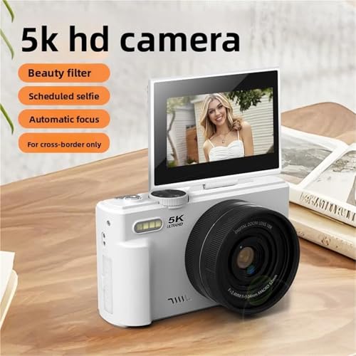 Appareil photo numérique 5K et caméra vlogging 75MP WD08 avec objectif et carte 64Go