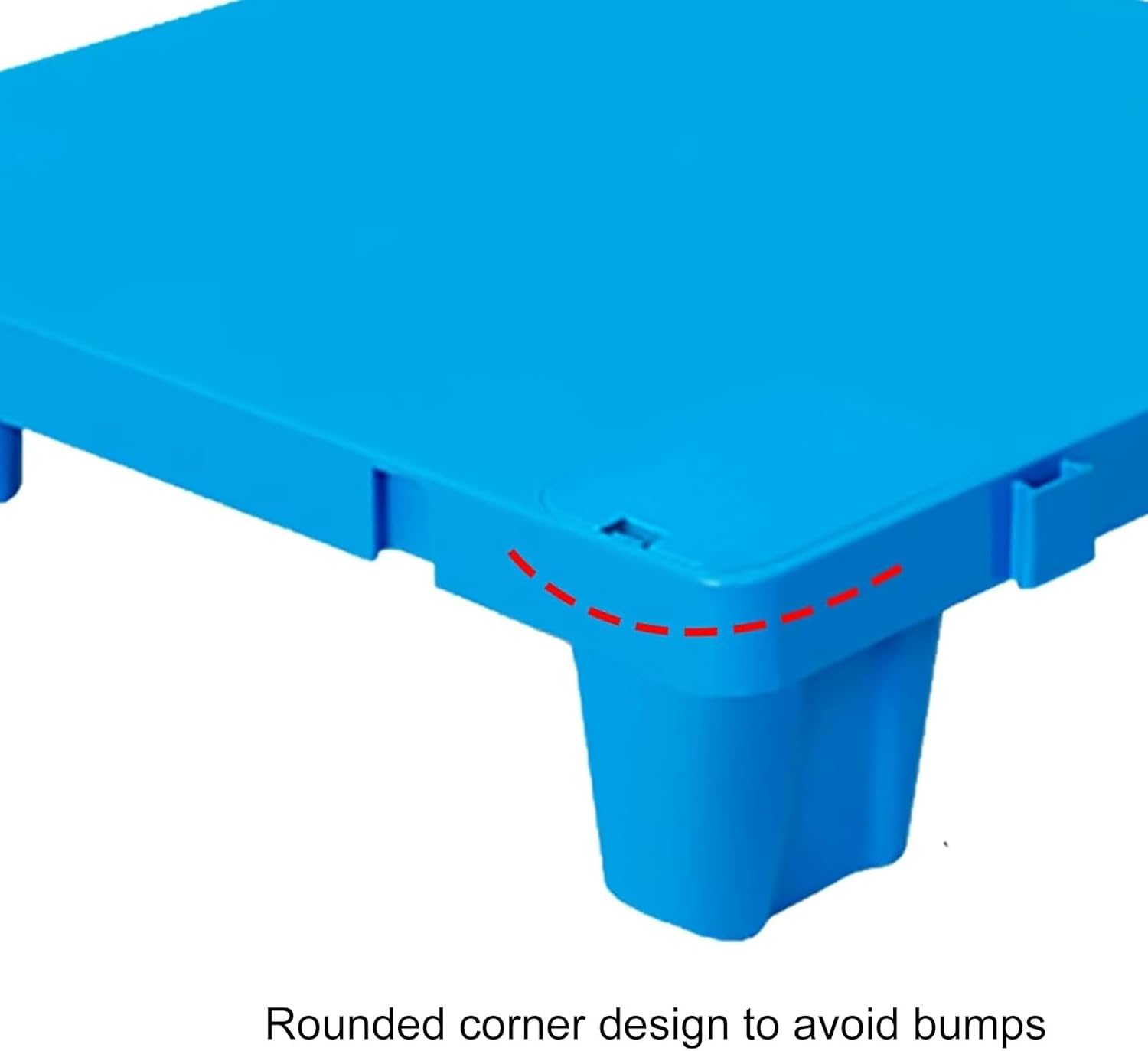 Pallets Wear Resistant Blue HDPE, Nestable Blue Pallets Interlocking Storage Pad Floor Pallet, for Supermarket Garage Warehouse Basement(60x40cm/24x16in)