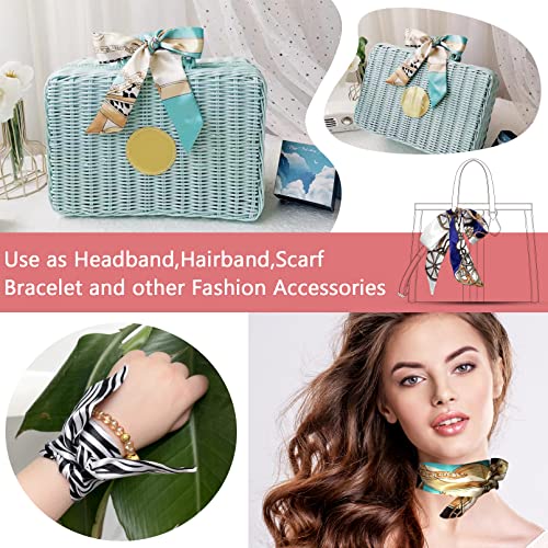 Fashion Scarf Handle Bag Hair Tie Headband, 12Pcs Neckerchief Package Hair Head Band for Purse Decor, Neck Scarf Skinny Scarfs for Women Hair Bracelet2