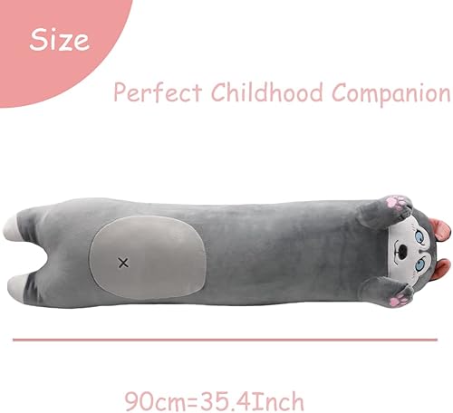 Miniatura 3 de ELAINREN Almohada suave de felpa para abrazar, almohada larga con peso de perro husky siberiano, almohada larga de peluche de animé de dibujos