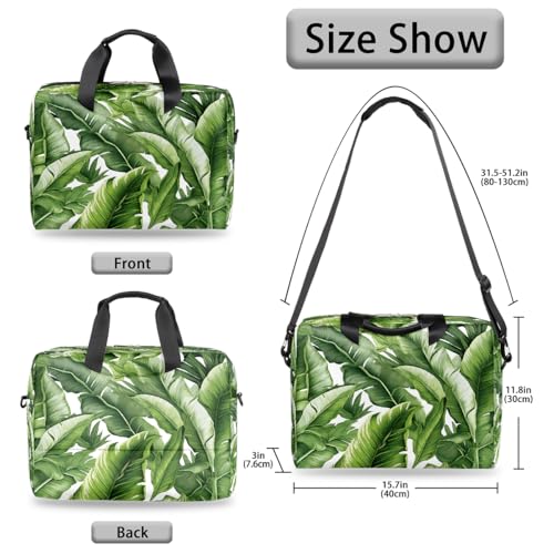 Maletín para laptop 15.6-16" verde con hojas tropicales miniatura 6
