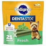 Pedigree Dentastix Dental Chews for Dogs, Small and Toy Breed Dog Treats, Fresh Flavor, (7) 21ct Bags (147 Treats Total)