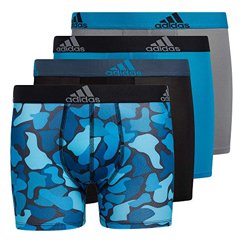 adidas Kids-Boy s Performance Boxer Briefs Underwear (4-Pack), Nomad Camo Aqua Black Grey, Medium
