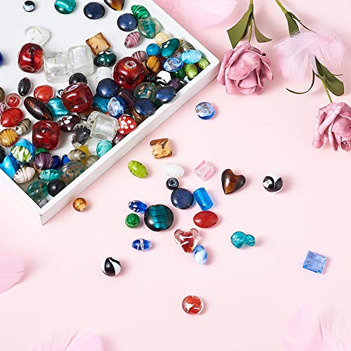 Craftdady 500g Mixed Shapes & Colors Lampwork Glass Beads Loose Beads Fit Most Major Charm Bracelets, 11-29x11-25mm, Hole: 0.5-4mm Random