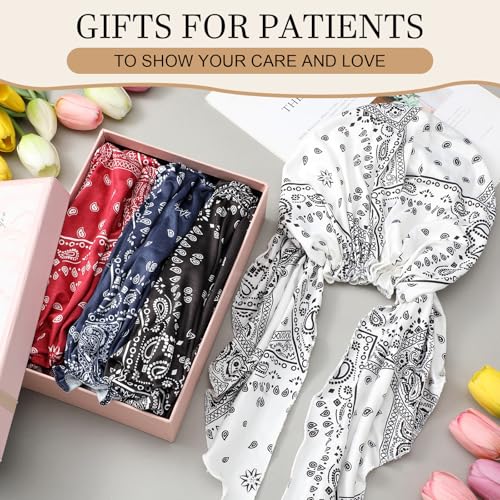 Image of Halfchet 4 Pcs Chemo Headwear for Women Pre Tied Cancer Caps Head Scarf Turbans for Women Patients Gifts