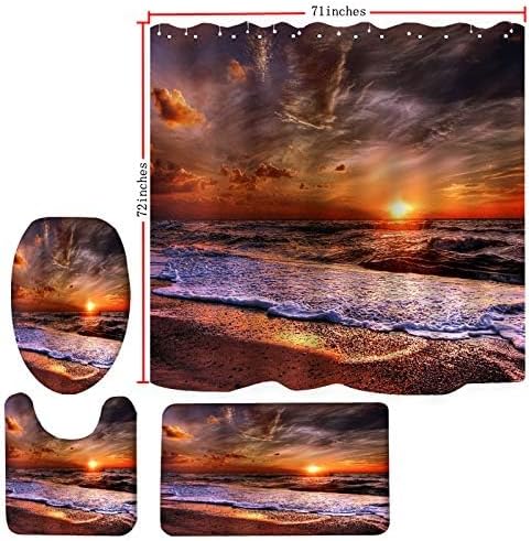 Miniatura 3 de Wodejia - cortina de baño, cubierta de inodoro, alfombra, accesorios de cuatro piezas, tela de poliéster, impresión 3D