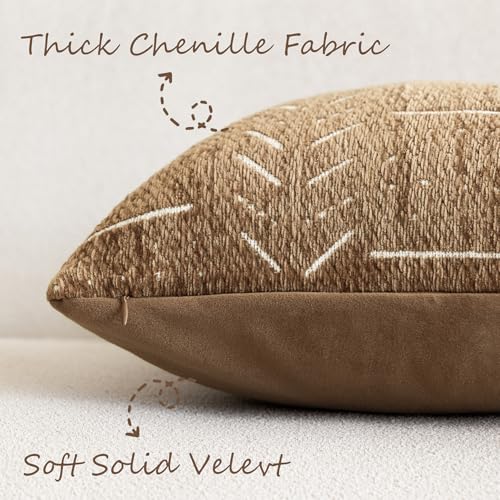 Image of Foindtower Set of 1 Decorative Chenille Jacquard Throw Pillow Cover Textured Farmhouse Body Cushion Covers Modern Boho Accent Home Decor for Sofa Chair Couch Bedroom Living Room,14x36 Inch,Bronze