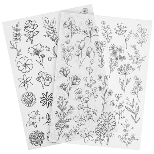 La Mejor Recopilación de Patrones y plantillas los 10 mejores. 41 EXCEART Estabilizador Soluble En Agua Para Bordado 2 Hojas De Patrones De Flores Y Plantas Papel De Bordado Con Palo Y Puntada Estabilizadores Solubles Desgarrables Estabilizadores