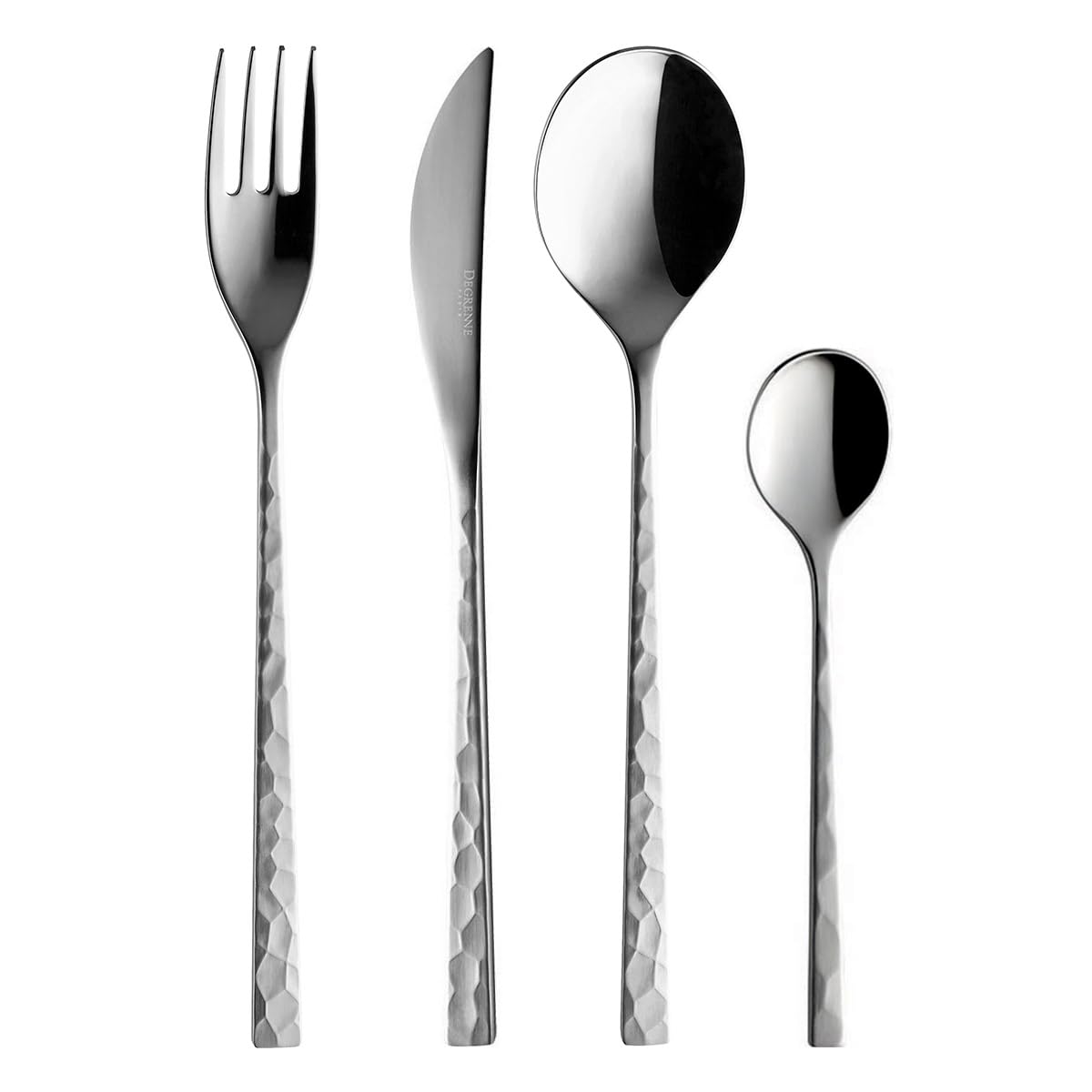 Guy Degrenne Fuse Martelé Ménagère 24 Couverts Inox 18/10