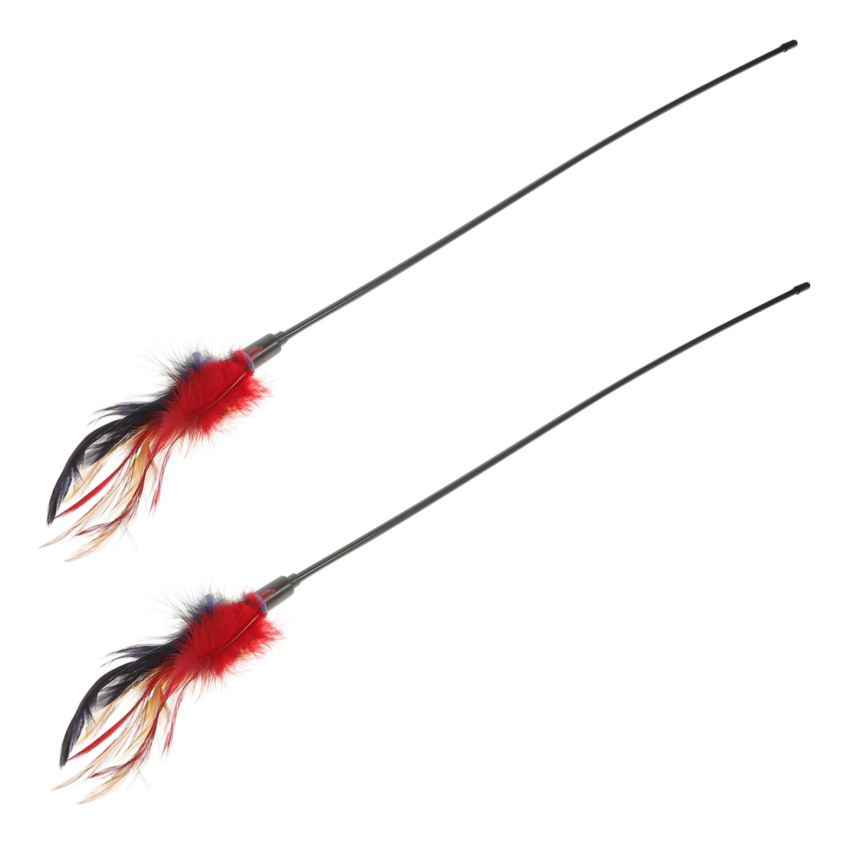 HOLIDYOYO Feather Cat Toys Cat Teasing Stick Kitten Toys Decorative Stripes Bell and Feather Teaser for