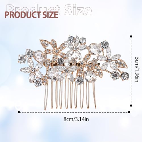 Pentes de cabelo de casamento com cristais, strass, pentes laterais para noivas para mulheres, stras