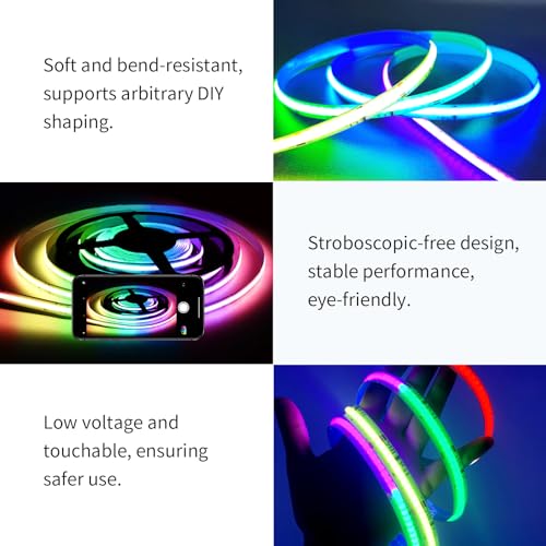 Tira LED RGB COB Smart 40FT con Control APP y Música miniatura 5