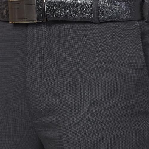 Image of Raymond Men's Mid Rise Slim Fit Structure Pattern Polyester Blend Pleated Formal Trouser