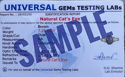 Ashtadhatu Angoothee-B07XC5D7-AMZ - Anello a occhio di gatto Lehsunia, 9,25 ratti, 8,60 carati, regolabile, Small, Pietra preziosa