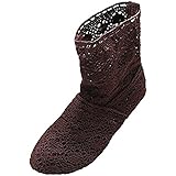 Absatzhöhe : ca. 3cm Minetom Damen Sommer Herbst Mid-calf Boots Durchbohrt Stiefel Süße Hohl Spitze Chunky Ferse Stiefeletten Sommerstiefel Braun EU 41