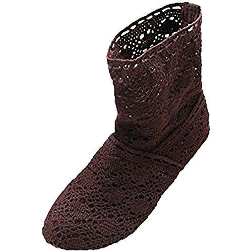 Mujer Verano Otoño Sandalias de Cuña Platform Tobillo Boots Respirable Encaje Hueco Redonda Toe Zapatos Botas Marrón EU 38