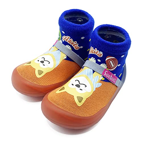 Feebee's Baby Sock Shoes Baby Walking Shoes Infant Non-Slip Lightweight Slippers with Soft Rubber Sole Baby Boys Girls Slip On Sneakers - L Orange