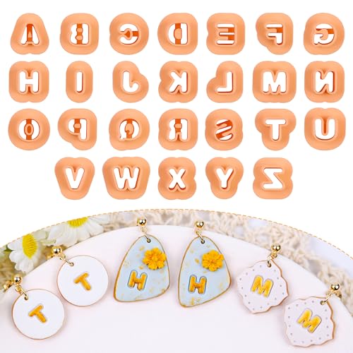 Puocaon Letters Polymer Clay Cutters - 26 Pcs Uppercase & Lowercase Letters for Jewelry, 3D Print & More