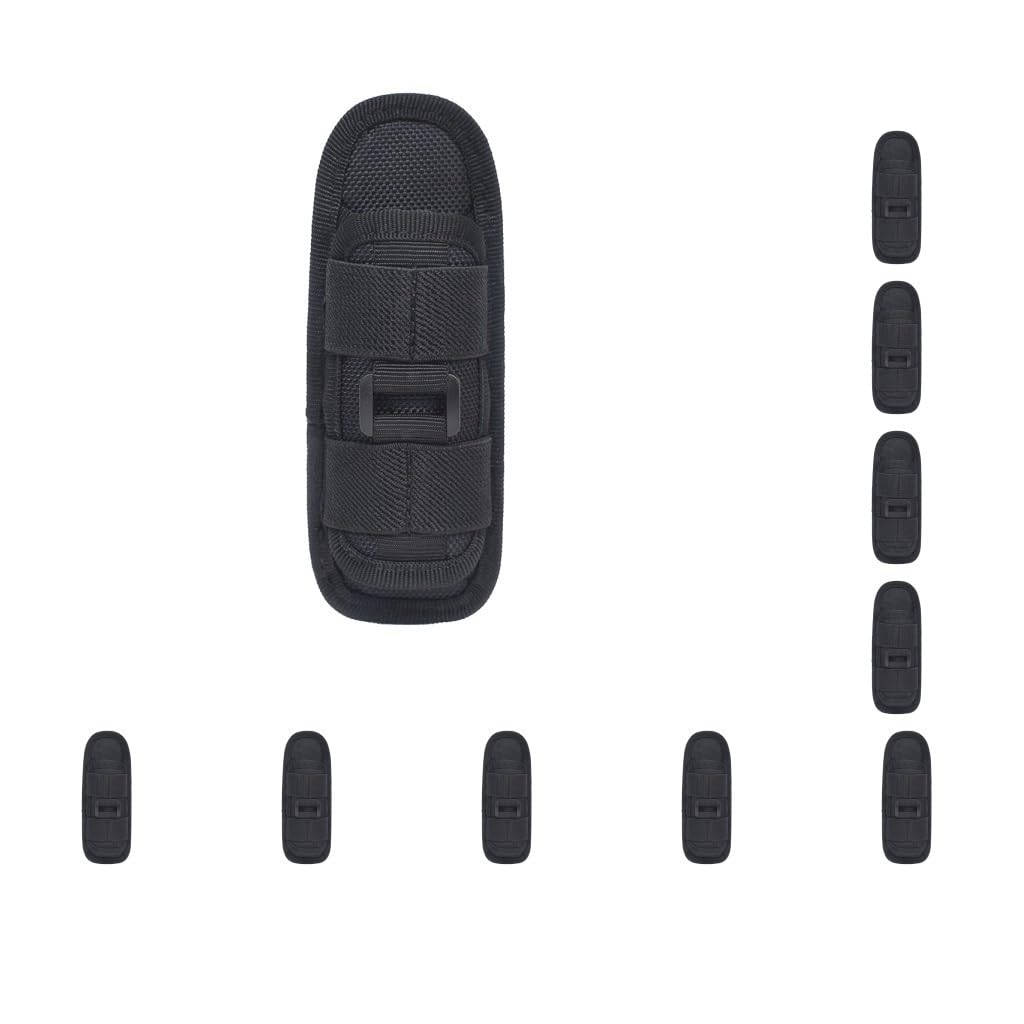 10 x Taschenlampen-Holster, Gürtel-Tragetasche, Halter mit 360 Grad drehbarem Clip