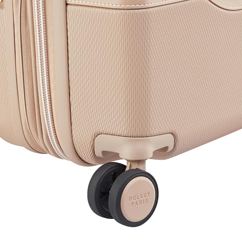 Image of DELSEY PARIS Chatelet Air 2.0 Carry-On Plus Suitcase 20 Inch, Hardside Polycarbonate Luggage, Dual-Density Spinner Wheels, TSA Lock, USB Port, Beige Rose