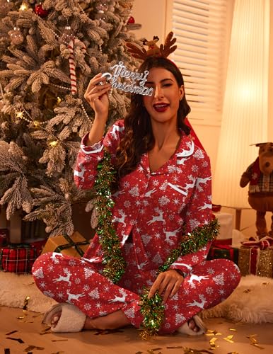 Ekouaer Womens Pajama Sets Long Sleeve Button Down 2 Piece Lounge Set - image 7