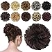 FESHFEN Scrunchy Scrunchie Bun Updo Hairpiece Hair Ribbon Ponytail Hair Extensions Wavy Curly Messy Hair Bun Extensions Donut Hair Chignons Piece Wig-M2/33 Darkest Brown & Dark Auburn Mixed