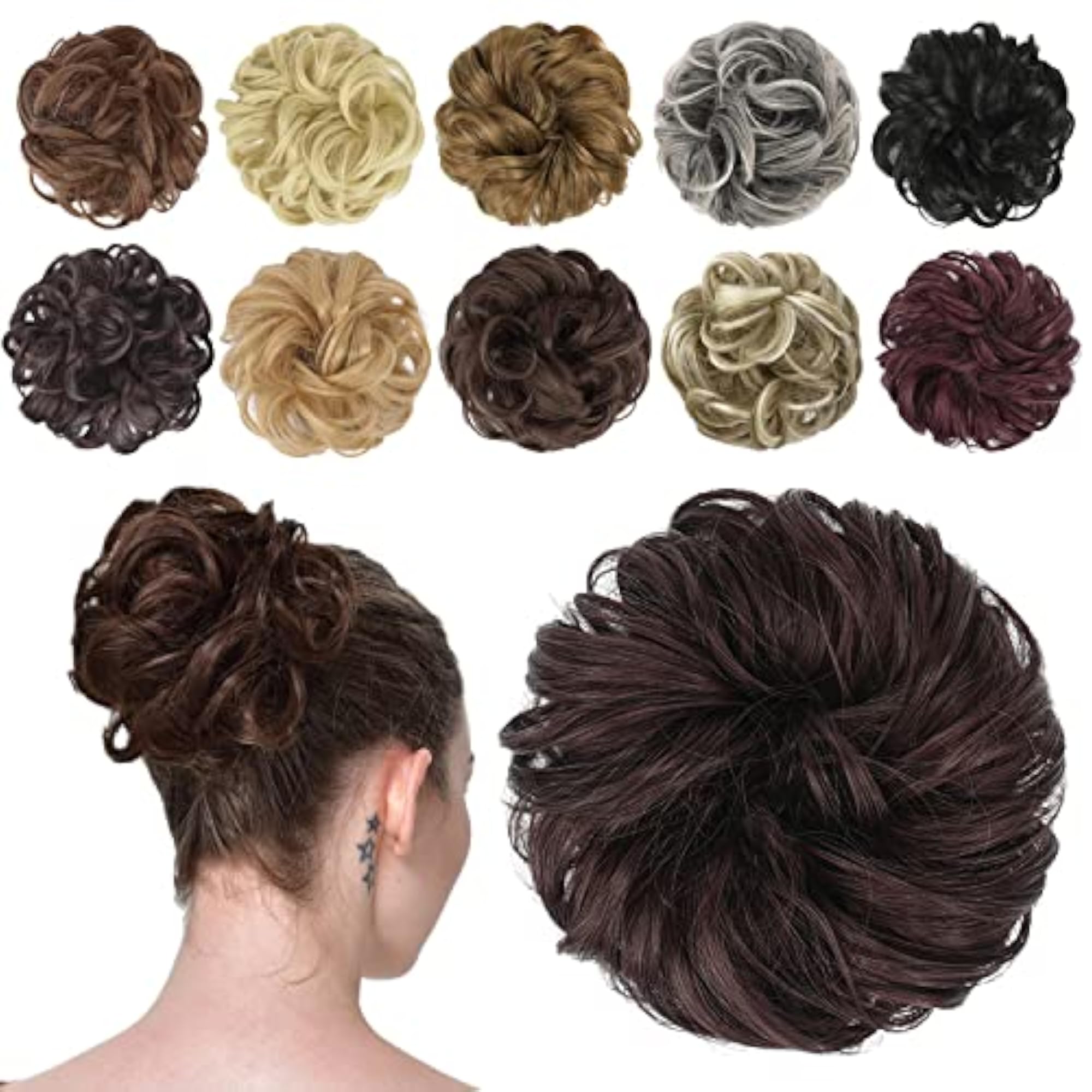 Women's Wavy Curly Messy Hair Bun Extensions