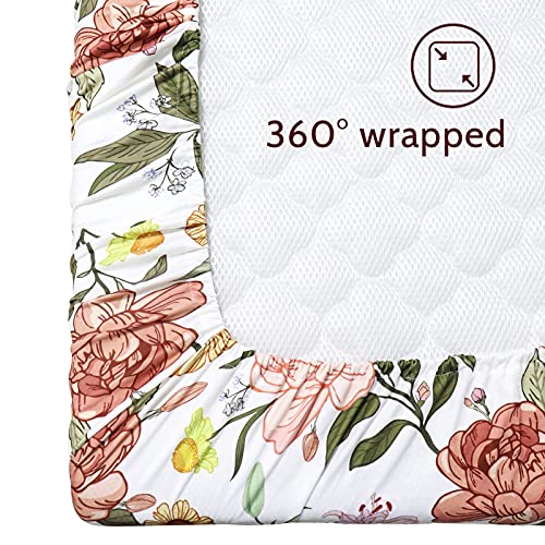 Image of Crib Sheets HNHUAMING Neutral Baby Crib Fitted Sheets, Ultra Soft & Breathable 52 X 28 inch Crib Sheet Snug Fits for Standard Crib Mattress, Vintage Floral