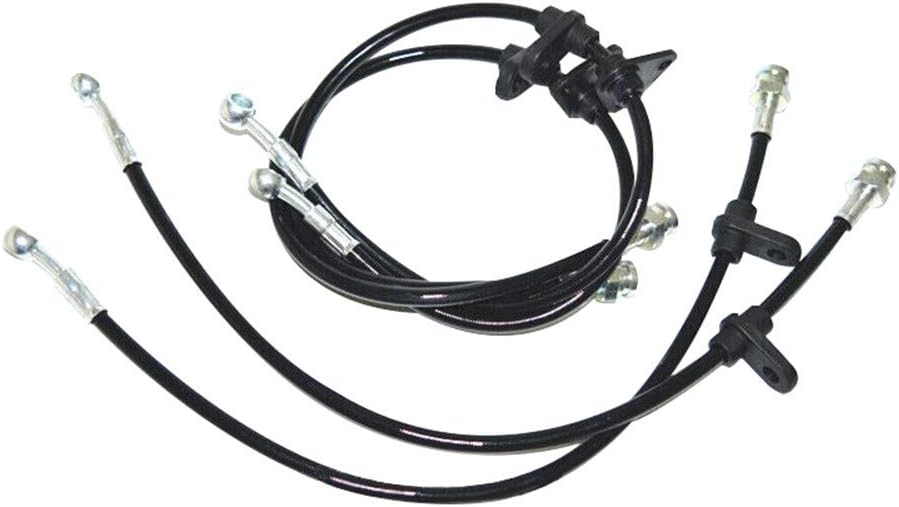 Brake Line for Integra 94-97 Civic 92-95 Black Pre-Assembled Oil Stainless Steel Brake Hose Cables Kit 4PCS Front Rear Set