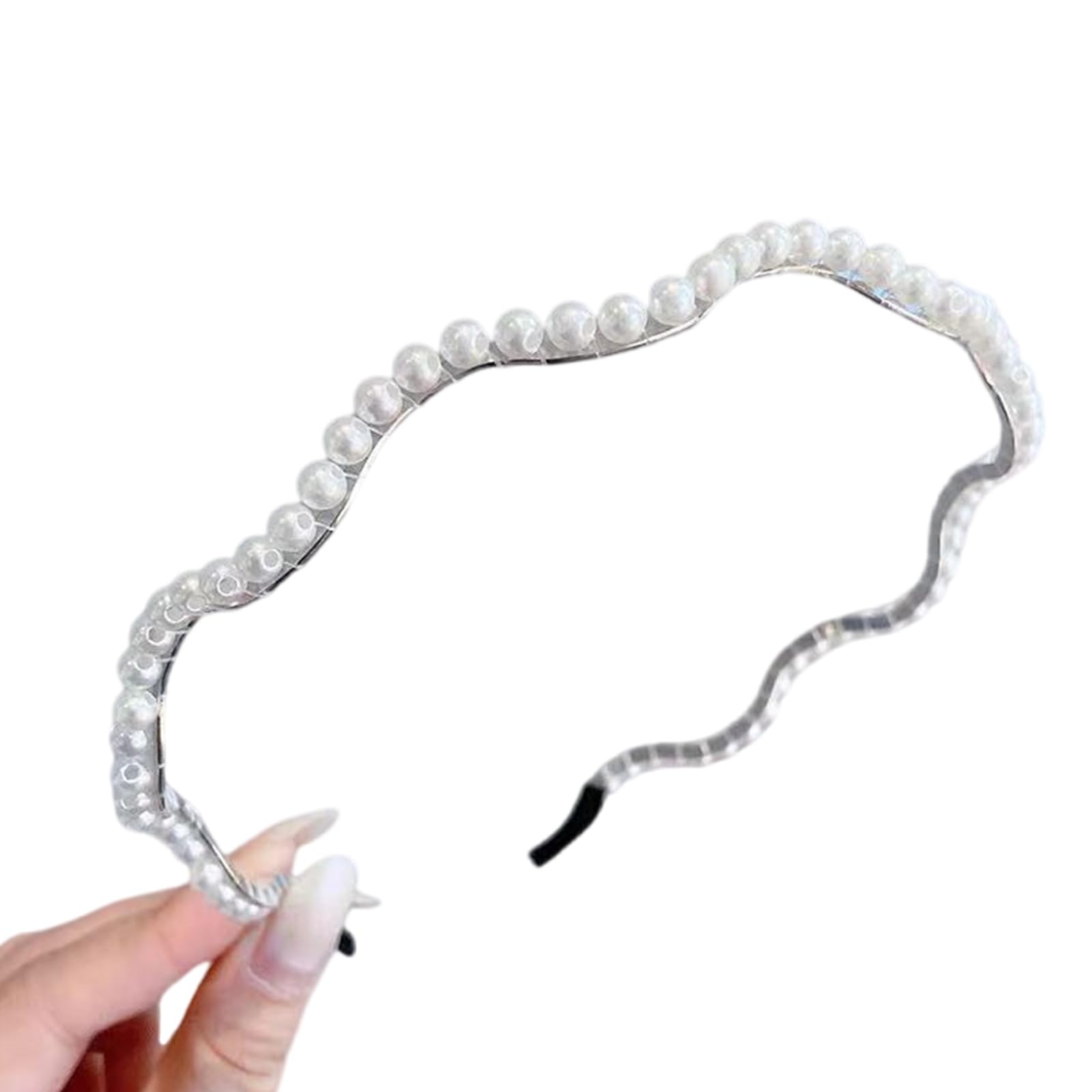 YUXITA Elegant Faux Pearls Accented Bows Headbands For Women Girls Nonslip Hair Accessory For Wedding Party Daily Use