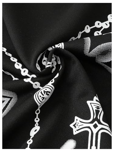 WDIRARA Men's Graphic Cross Print Long Sleeve Sweatshirts Crew Neck Pullover Tops Streetwear 5